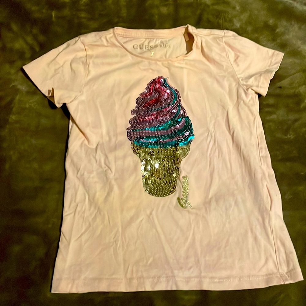 Guess girls ice cream cone sequin shirt sz 7